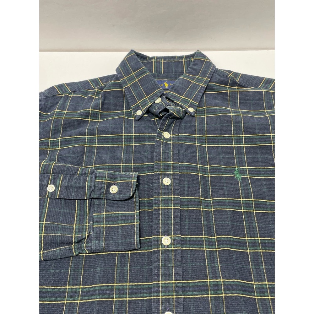 Ralph Lauren Custom Fit Long Sleeve Button Down Blue Green Medium